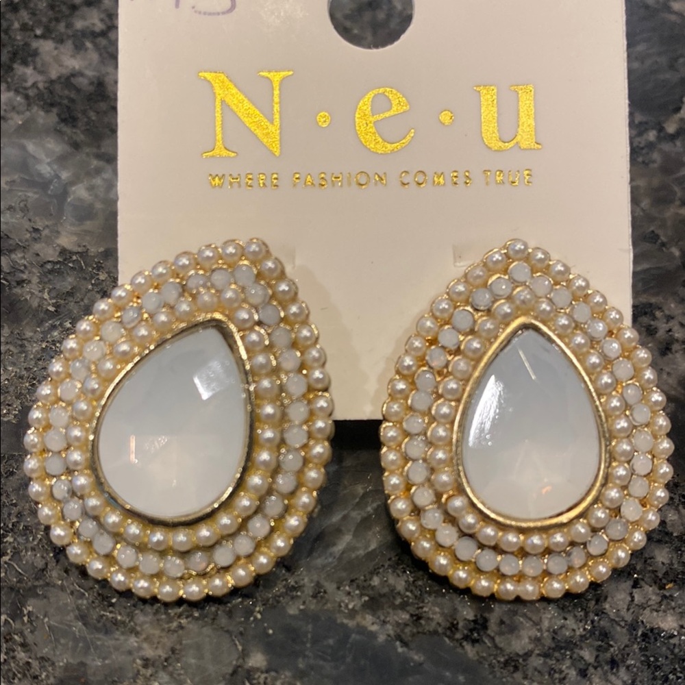 White Teardrop Pearl Earrings